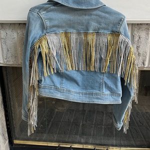 Cat & Jack sz 7/8 jeans jacket w sequin fringes